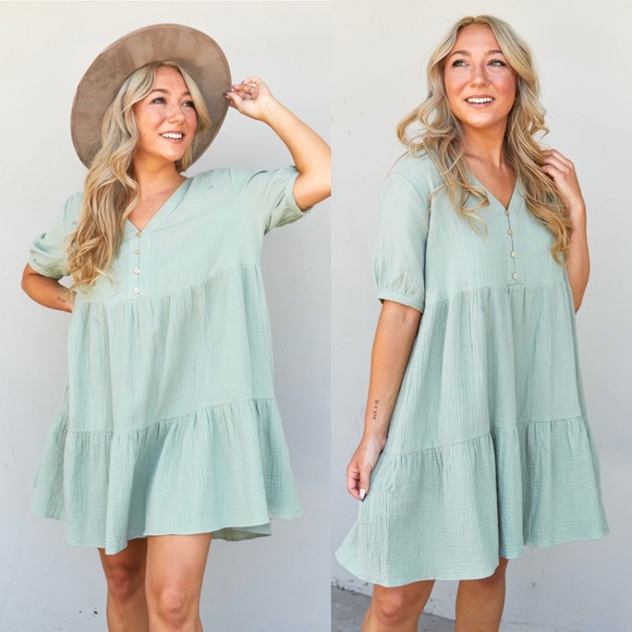 Boho Loose Fit Cotton Mini Dress - Picture 2 of 5